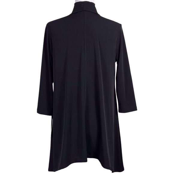 NWT Clara Sunwoo Choker V-Neckline Tunic Size Medium 3/4 Sleeve Black Lagenlook - Picture 3 of 16